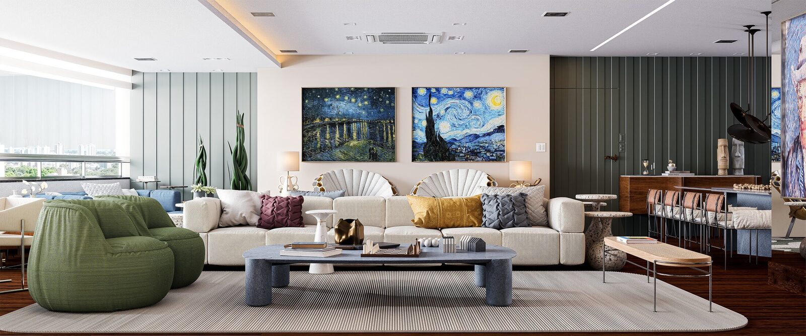 Acqua Apartment panoramic living interior