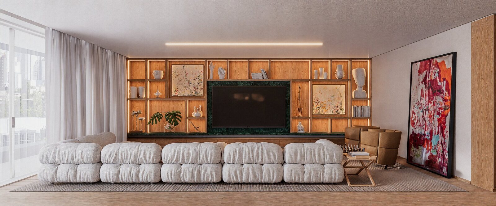 Charcoal Apartment media wall